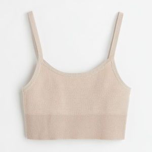 H&M Light Beige / Nude XS Knit Crop Tank Top